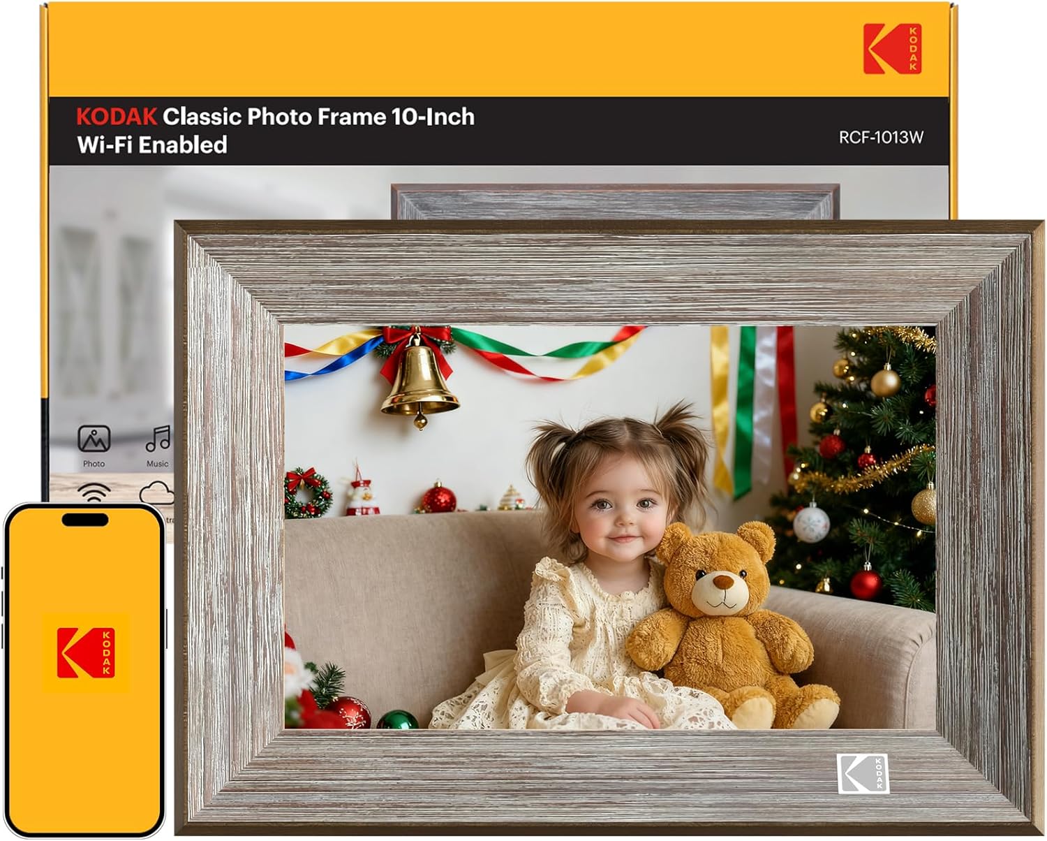 KODAK Wooden WiFi Digital Picture Frame with 10.1 Inch Screen