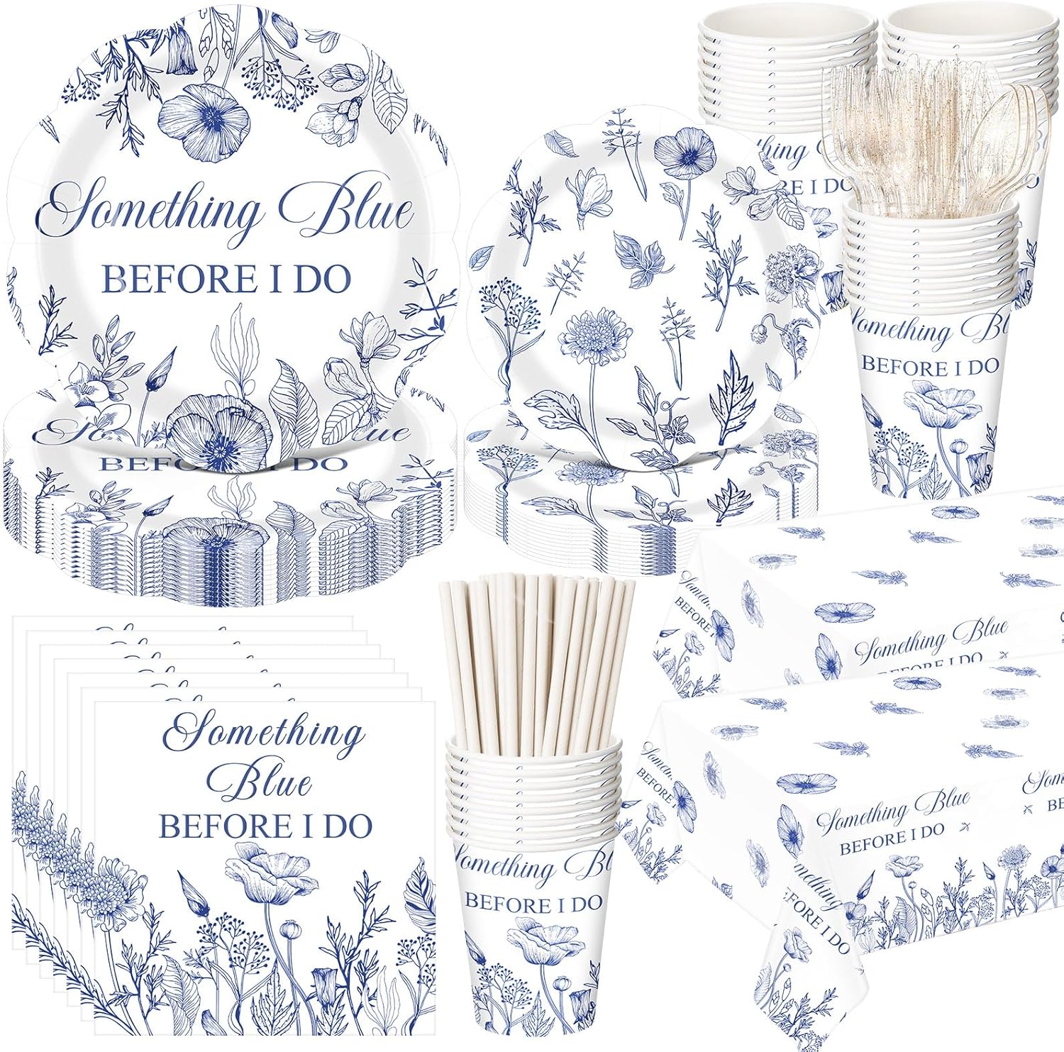 Something Blue Before I Do Bridal Shower Party Supplies Set