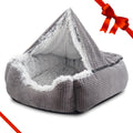 MIXJOY Dog Bed 25 in Grey - Hooded Calming Cave Bed for Dogs