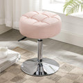 LUE BONA Adjustable Vanity Stool 360 Swivel - Pink Faux Leather