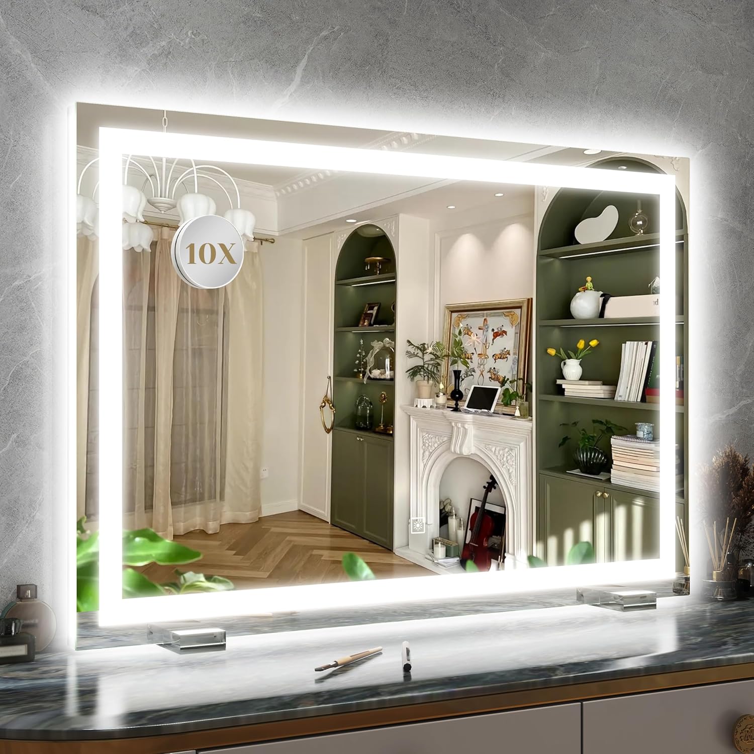 32x22 Inch Large Lighted Vanity Mirror with Dimmable Modes