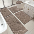 HEBE Bathroom Rugs Sets 5 Piece - Soft Absorbent Microfiber Bath Mat