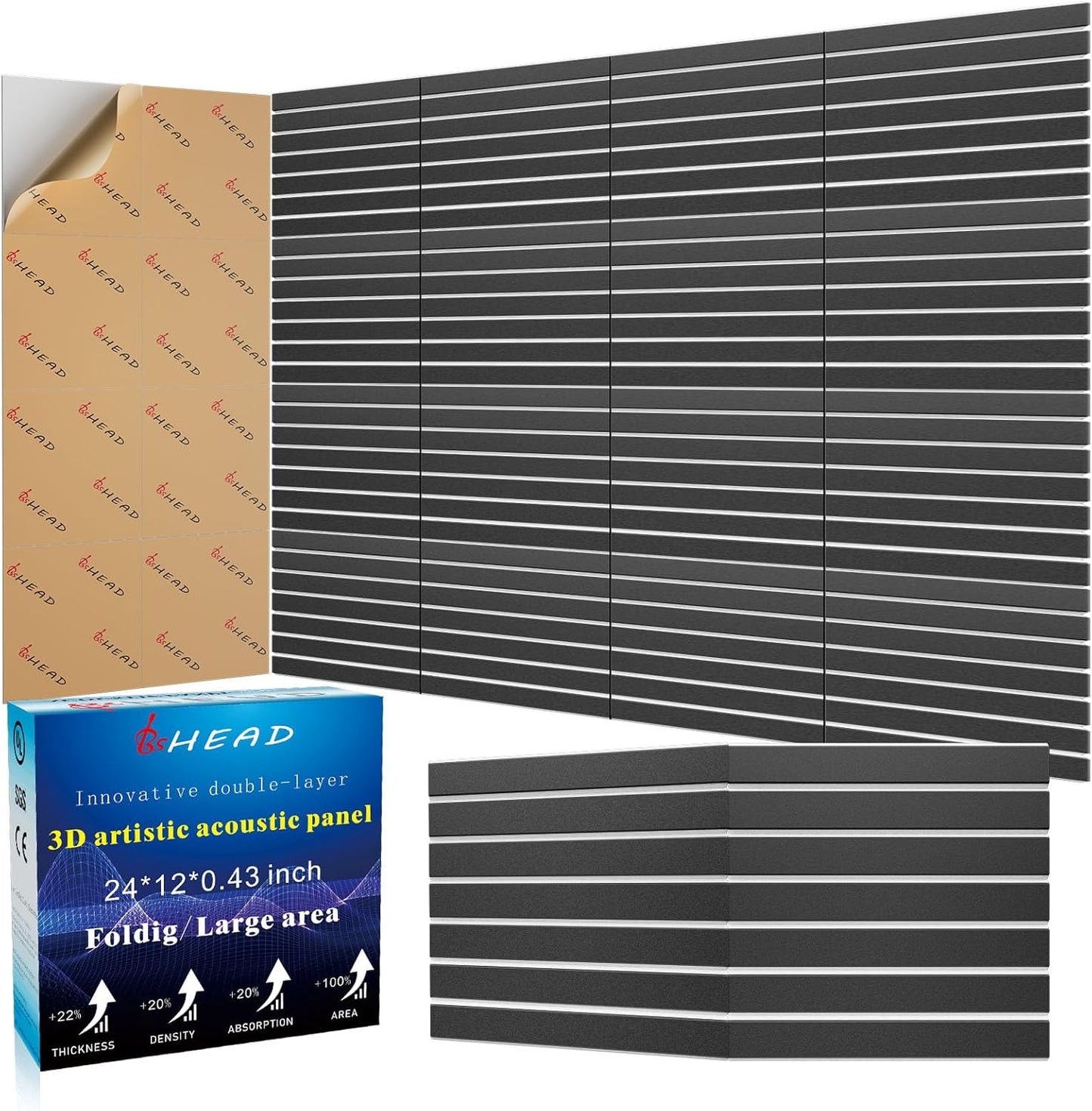 6 Pack 2-Layer Fold Soundproof Wall Panels for Noise Reduction