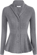 Belle Poque Women Vintage Cardigan Shawl Lapel Button Down Sweater Hem