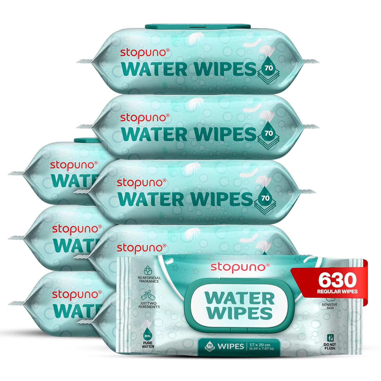 Stopuno Water Wipes - Gentle & Purified: 630 Wipes