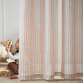 Linen Curtains Candy Striped Panels 84 in Length - Light Filtering