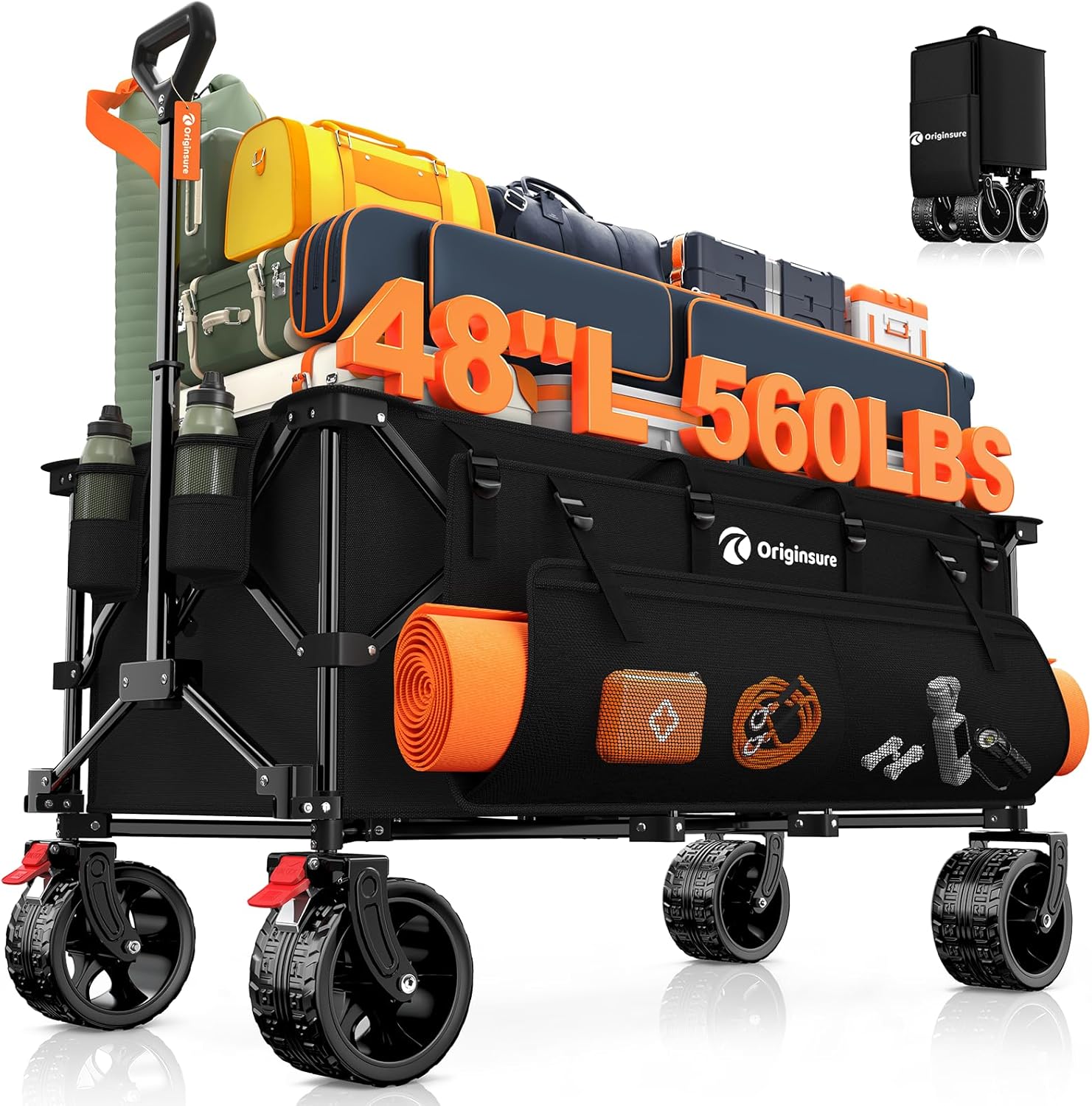 Originsure 48in L Folding Beach Wagon Cart for All Needs