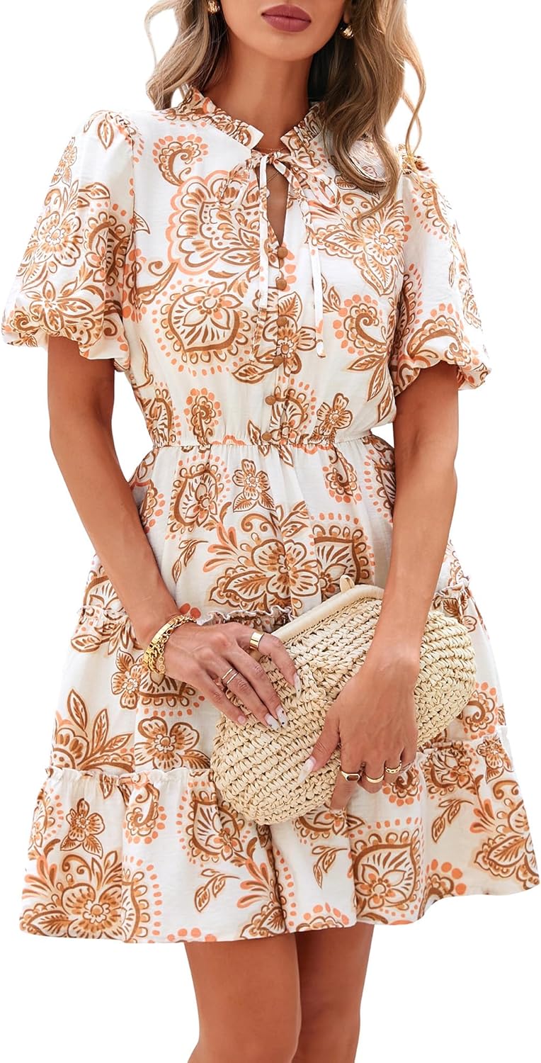 BTFBM Women Summer Floral Short Dresses for Casual Elegance