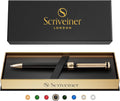 Scriveiner Black Lacquer Ballpoint Pen - Luxury Gold Plated Writing
