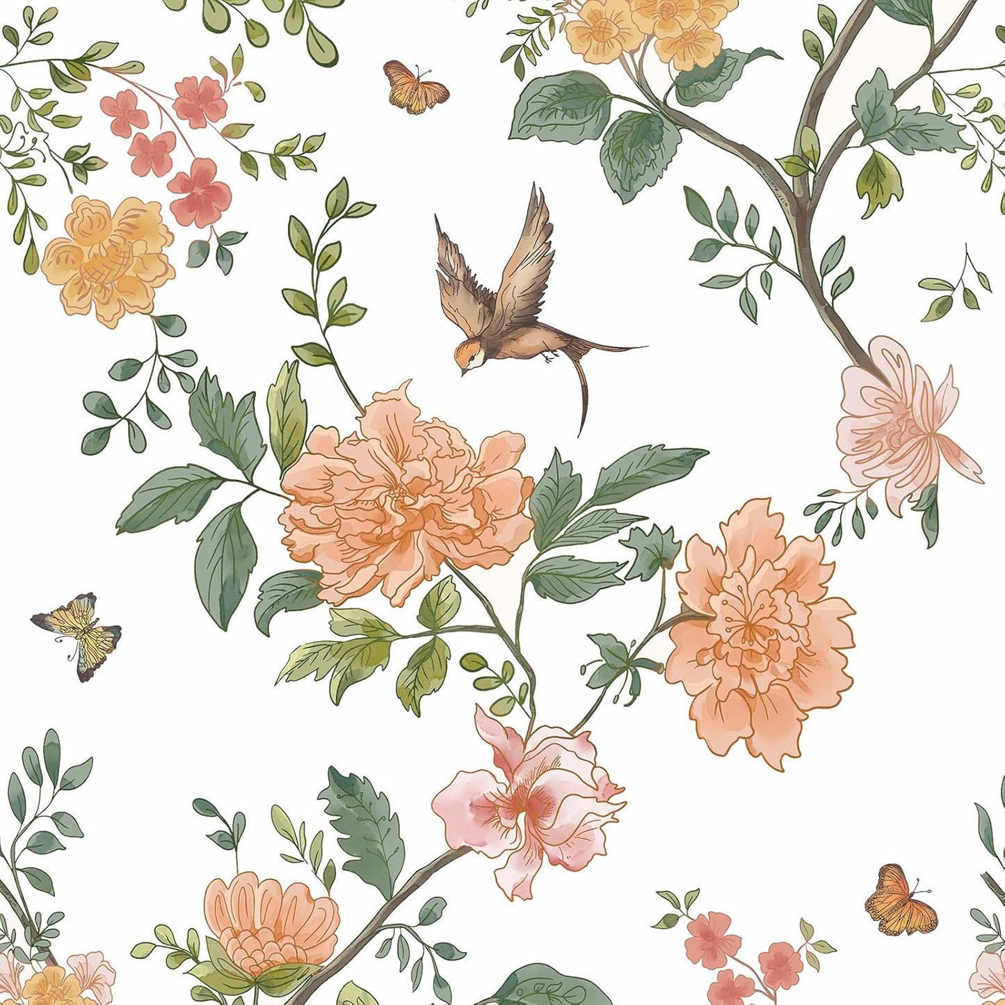 Vintage Floral Peel and Stick Wallpaper for Home Decor