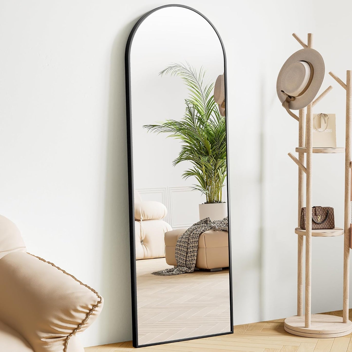 Arched Full Length Mirror 60inx16in with Aluminum Alloy Frame