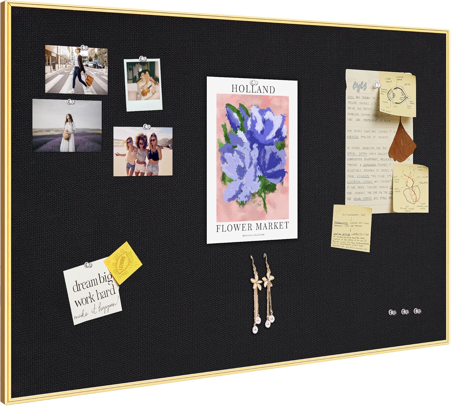 Bulletin Board 30 x 20 inches with Golden Aluminum Frame