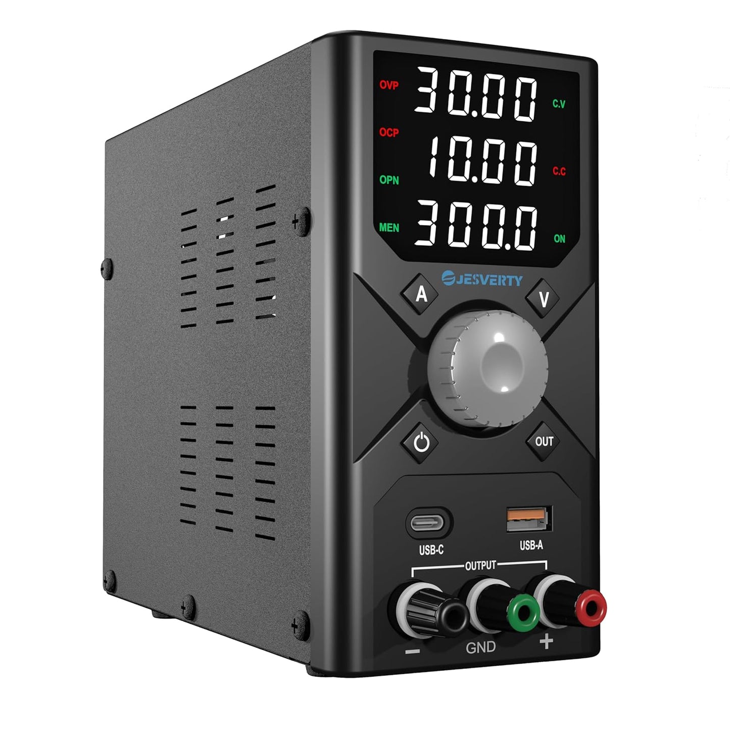 Jesverty 30V 10A DC Power Supply with Quick-Charge & Memory