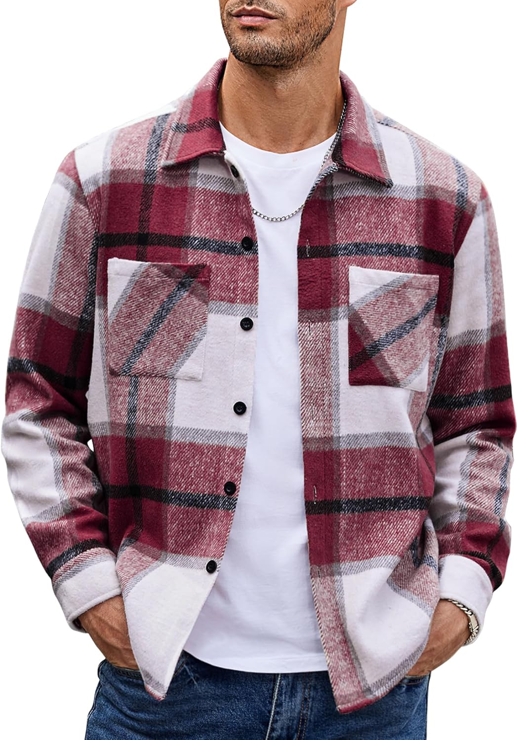 COOFANDY Men's Flannel Shirt Jacket for Stylish Comfort