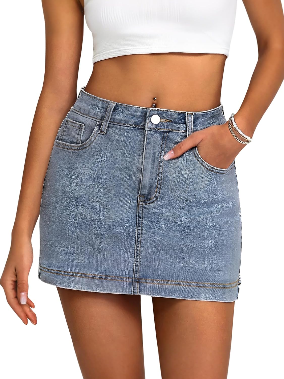 Womens Denim Skirt Casual Mini Jean Skirt for Summer Style