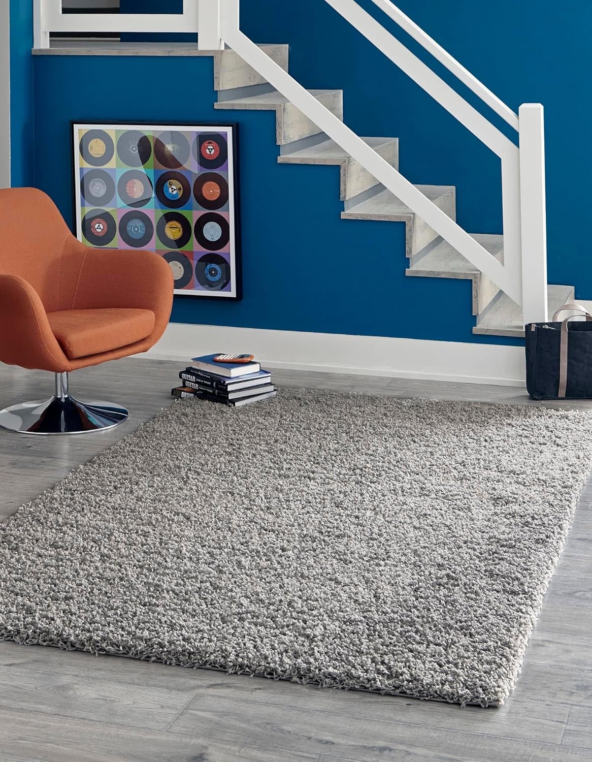 Uber Cozy Solid Shag Collection Rug 4ft x 6ft Cloud Gray Style