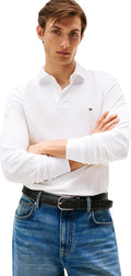 Tommy Hilfiger Men's Long Sleeve Polo Shirt - Regular Fit Comfort This
