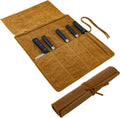 Genuine Leather Knife Roll for Chefs - Durable 5-Slot Knife Bag