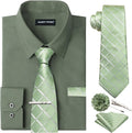 Solid Colors Mens Dress Shirt and Tie Set - Complete 6PC Formal Set US