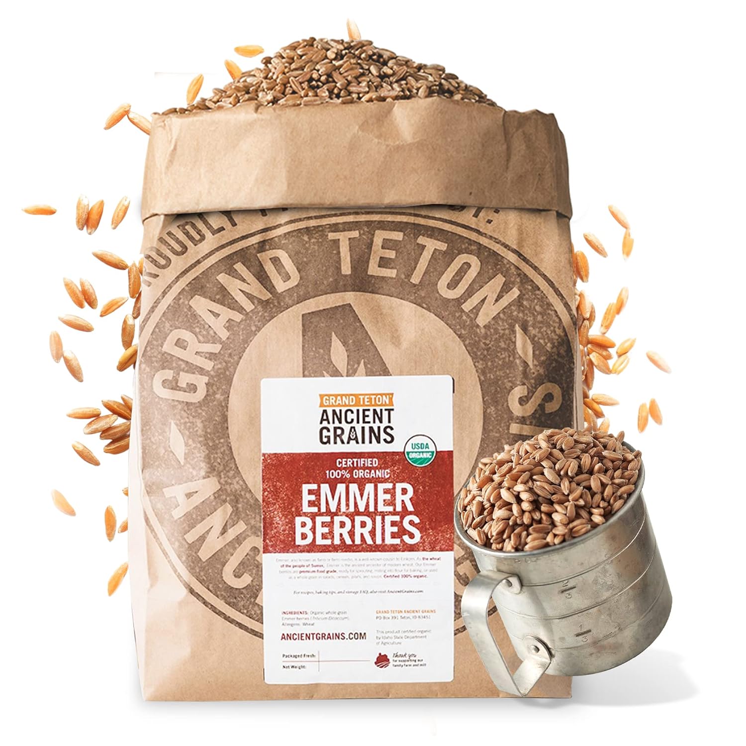 Organic Emmer Wheat Berries for Baking, Sprouting & Salads