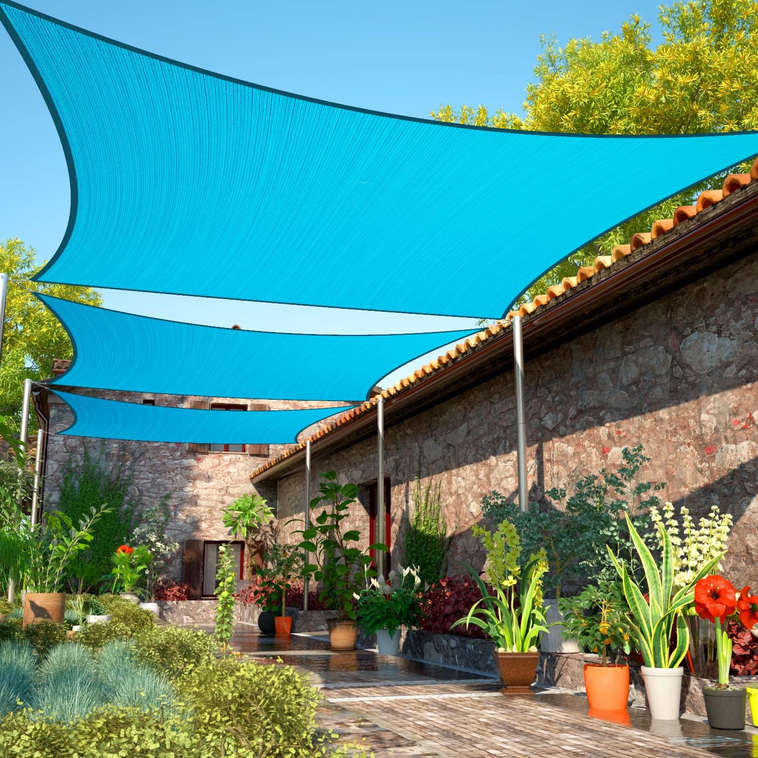Turquoise Sun Shade Sail 15ft x 18ft Rectangle for Outdoor Use