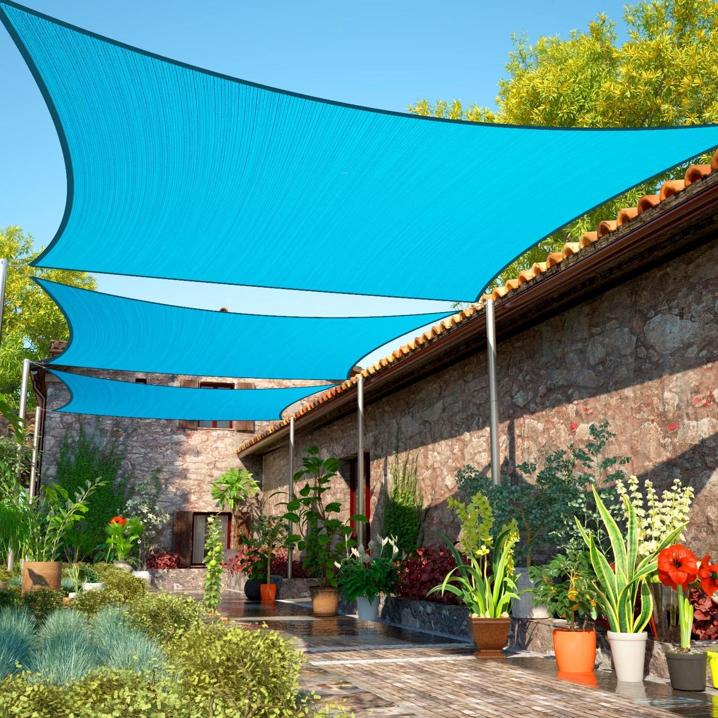 Turquoise Sun Shade Sail 19ft x 19ft Heavy Duty Canopy Fabric