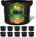25 Gallon Grow Bags 10-Pack - Thickened Fabric Pots for Healthy Roots