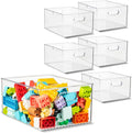 Clear Plastic Food Storage 6 Pack Bins with Handles - 10x8x5 in