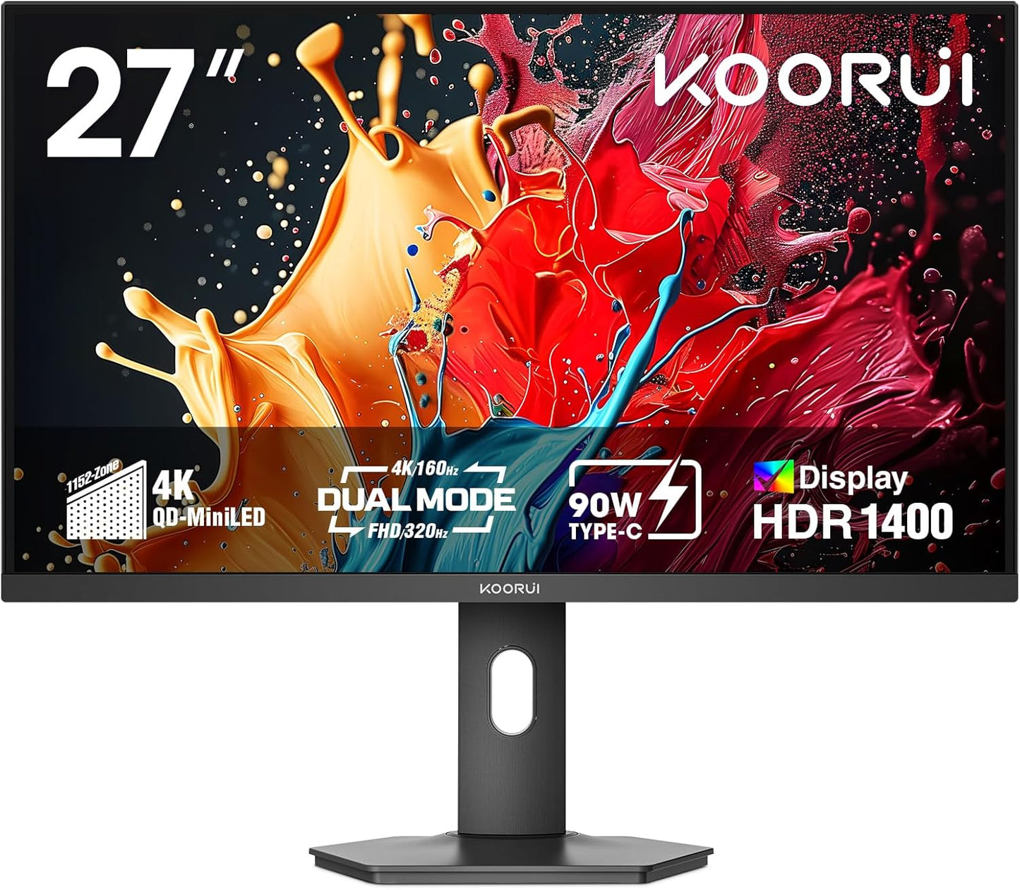 KOORUI 27in 4K QD-Mini LED Gaming Monitor with Dual-Mode