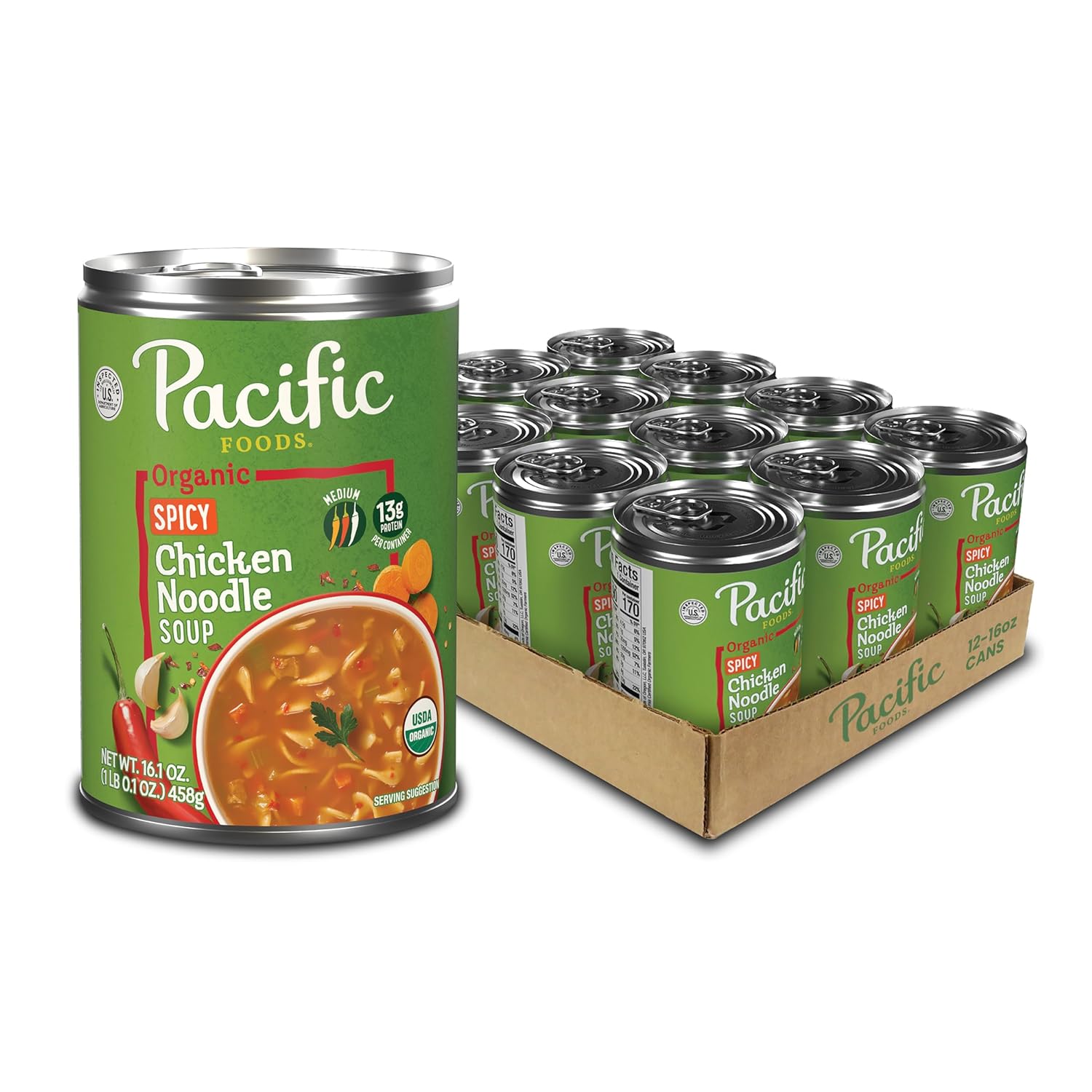 Organic Spicy Chicken Noodle Soup by Pacific Foods, 12 Pack