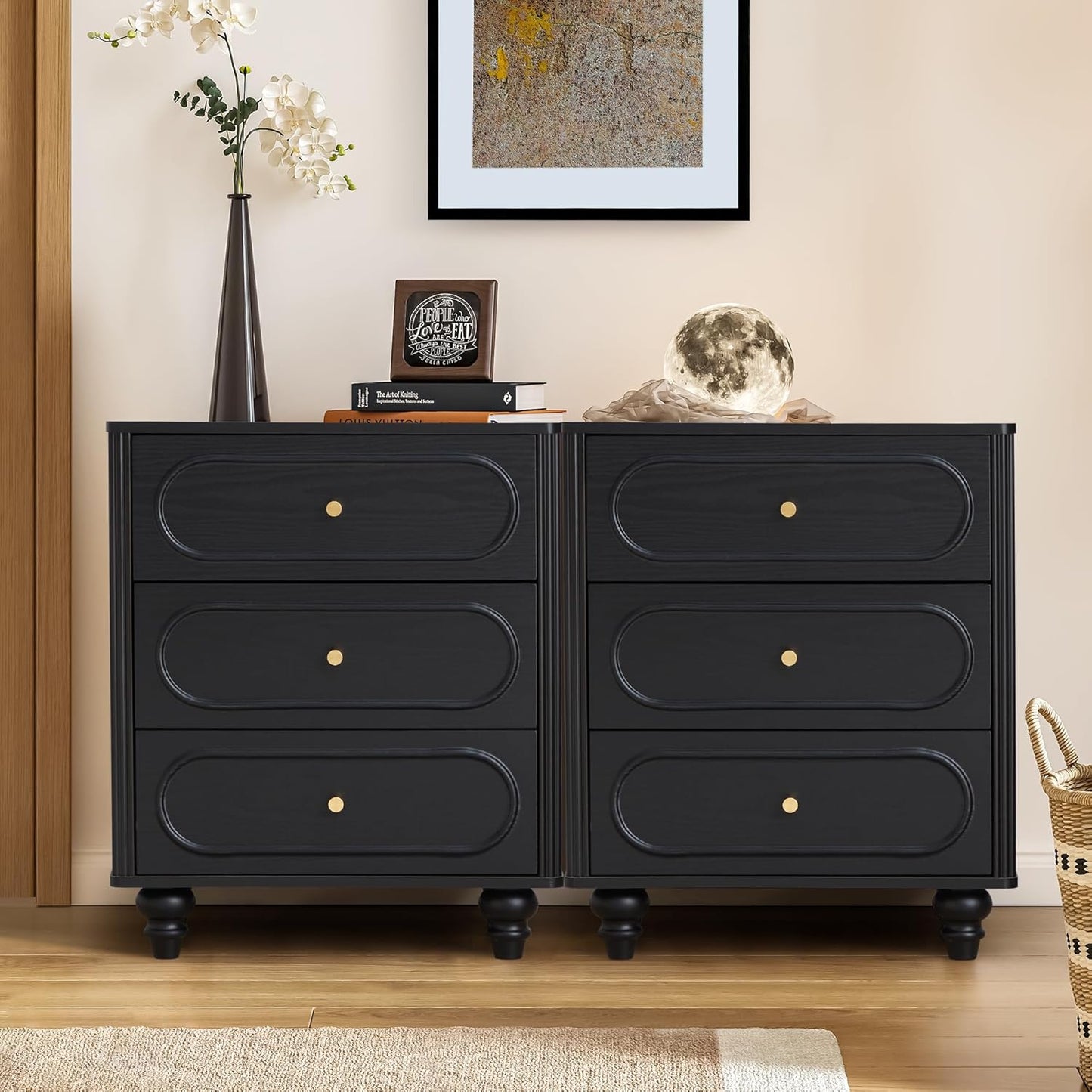 Mid Century Modern 3 Drawer Dresser for Bedroom Storage