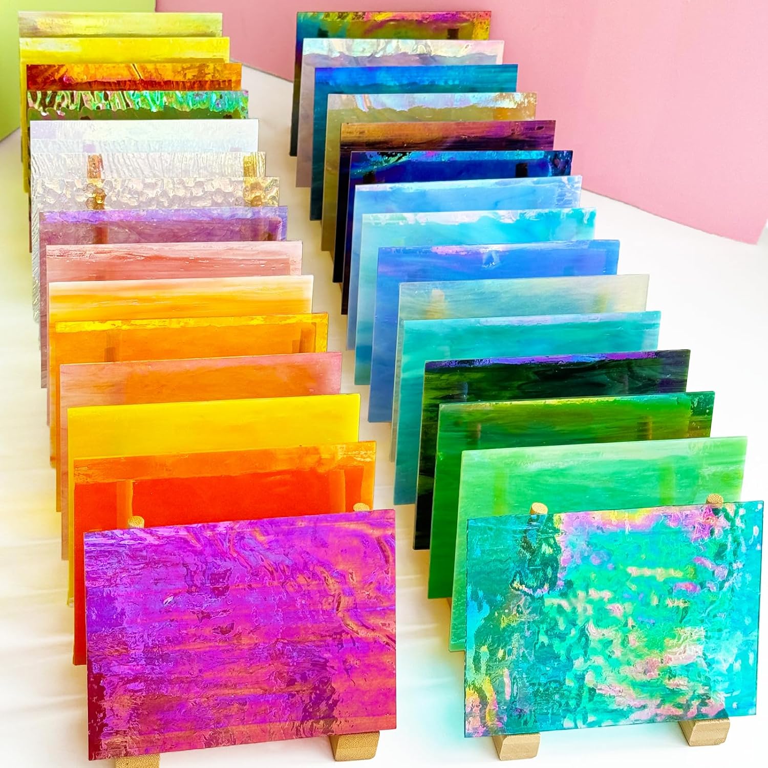 ILLUCKAI 36 Sheets Iridescent Stained Glass Variety Pack