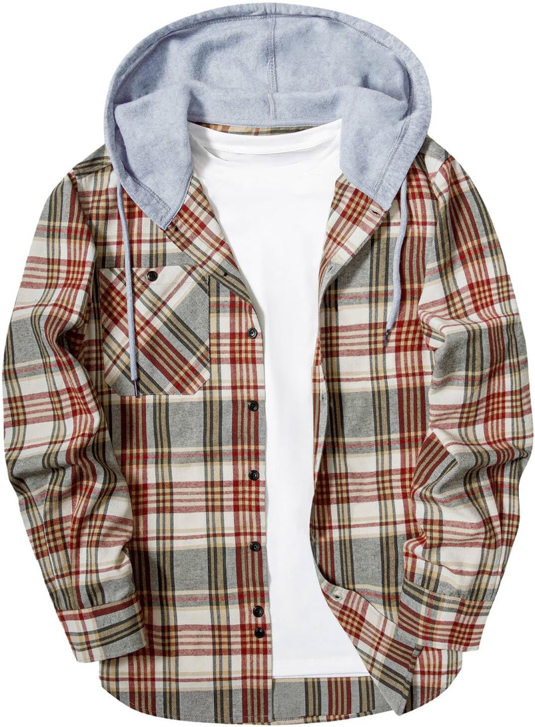 ZITY Men's Flannel Hoodie Shirt for Casual Stylish Wear