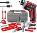 Hi-Spec 35pc Red Tool Kit with 3.6V USB Electric Screwdriver - Compact