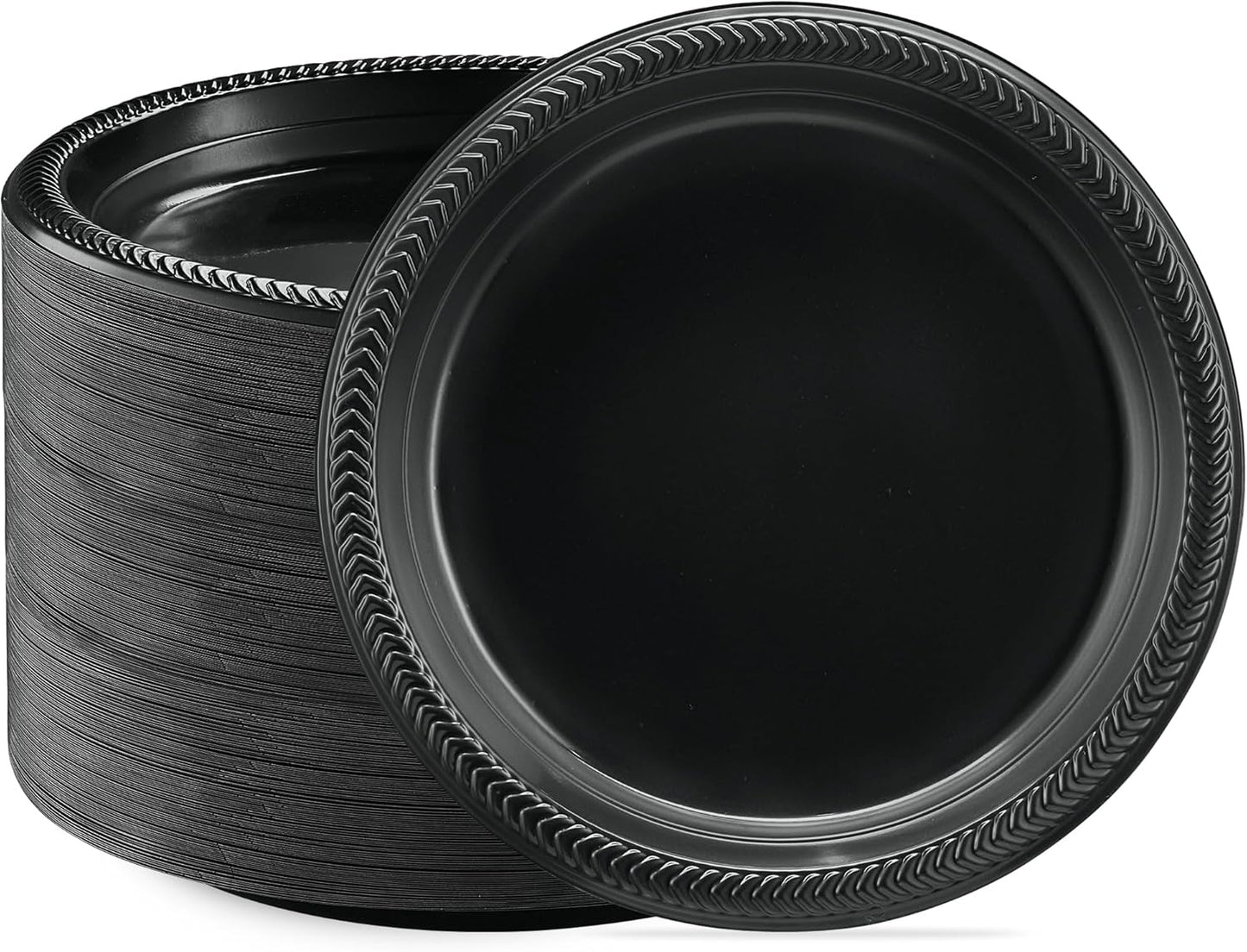Black Plastic Plates 400 PCS for Parties and Weddings - 9 Inch