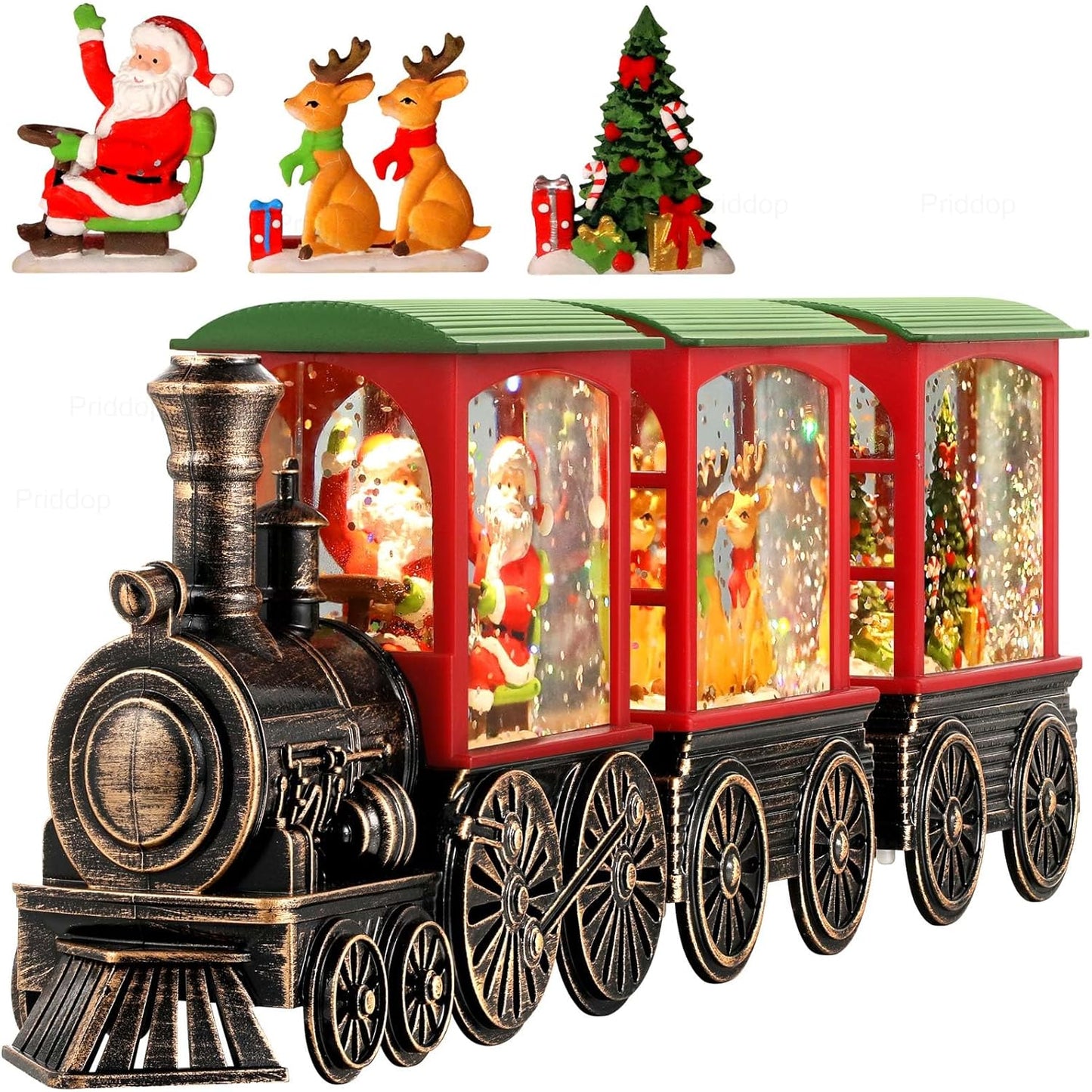 Christmas Snow Globe Train with Santa Claus and Reindeer Gifts