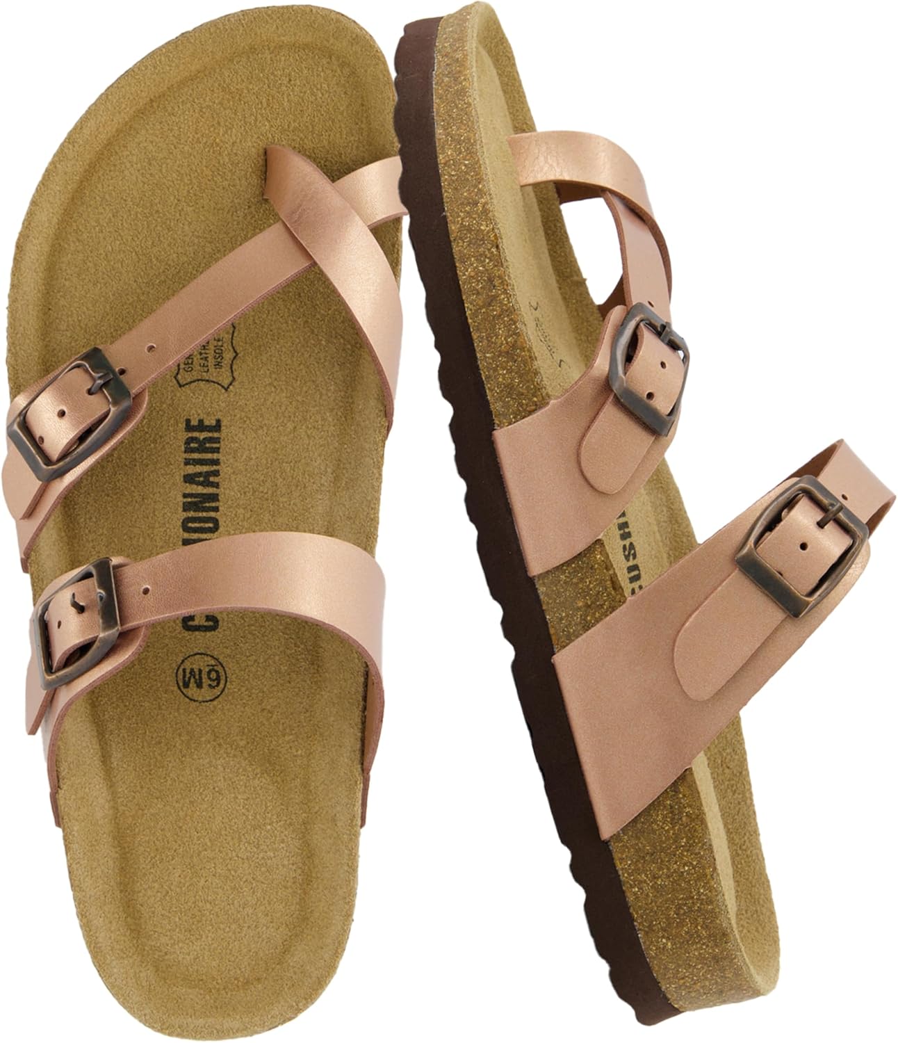 CUSHIONAIRE Women's Luna Cork Footbed Sandal for Comfort