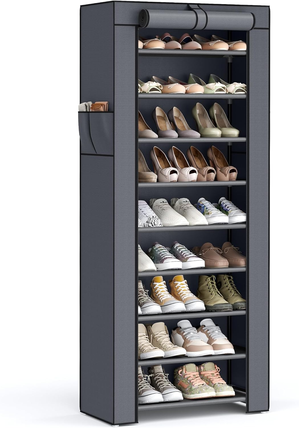 SONGMICS Shoe Rack with Non-Woven Fabric Cover for 35 Pairs