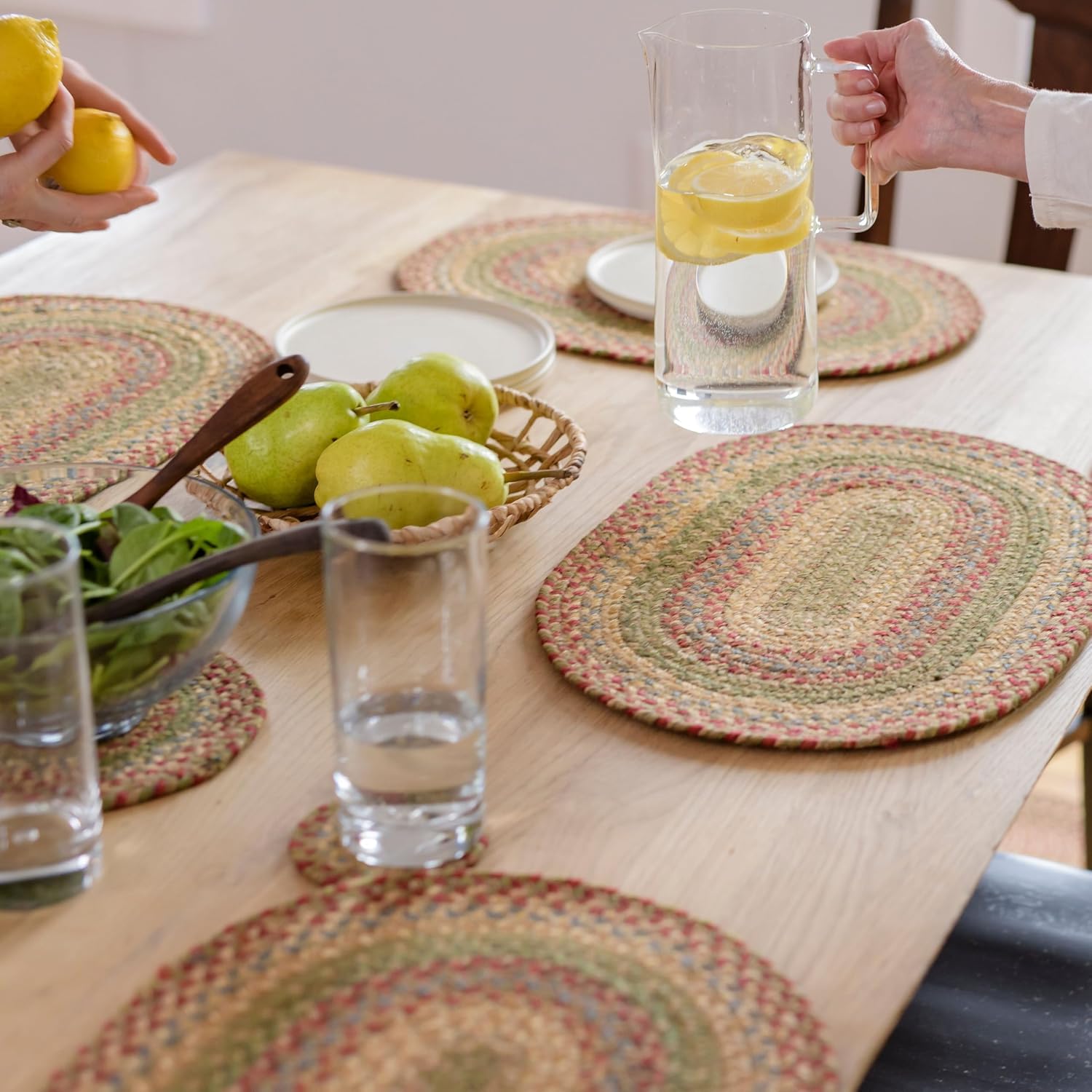 Vibrant Oval Jute Braided Placemats for Rustic Dining Style