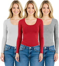 Emmalise Women's Basic Athletic Fit Long Sleeve Tee - Slim Stretch 92