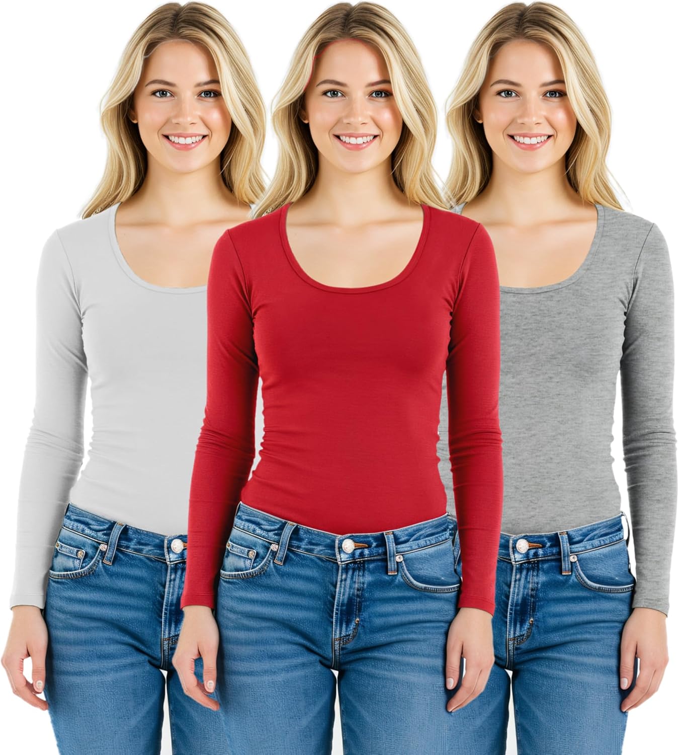 Emmalise Women's Basic Athletic Fit Long Sleeve Tee for Comfort