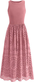dowerme Women Summer Dresses Casual Sleeveless A-Line Maxi Dress