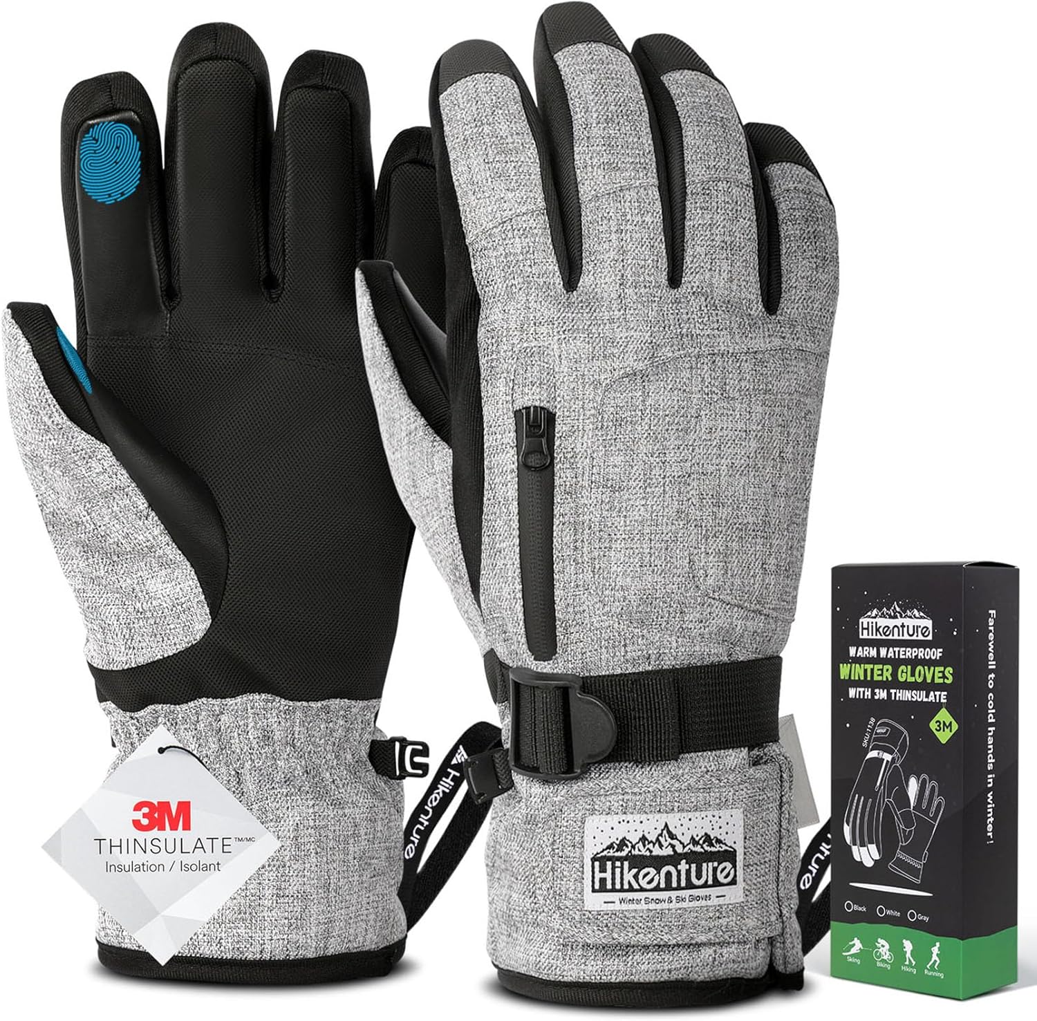 Hikenture Waterproof Ski Gloves: 3M Thinsulate Insulated Warmth