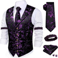 Mens Silk Paisley Vest Tie Sleeve Holder Set - Formal & Casual