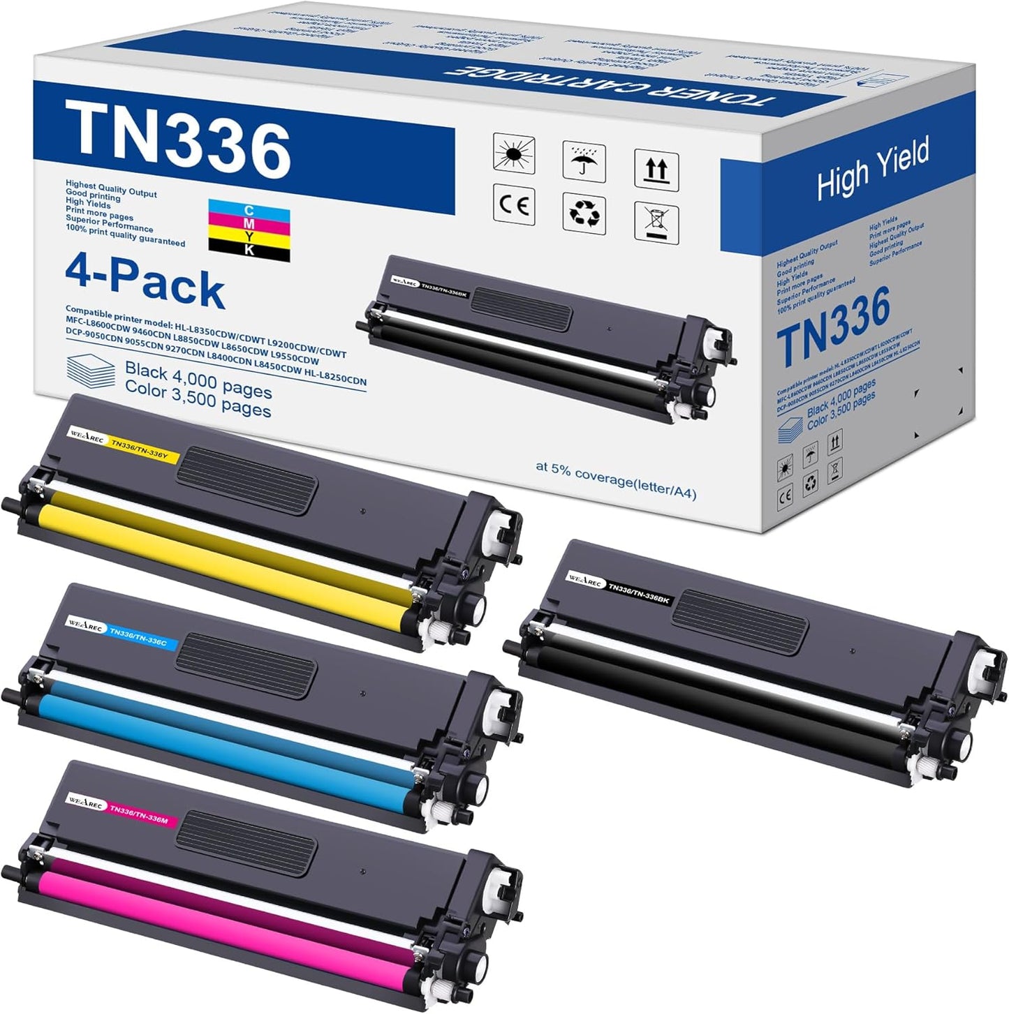 High Yield TN336 Toner Cartridge Compatible for Brother Printers