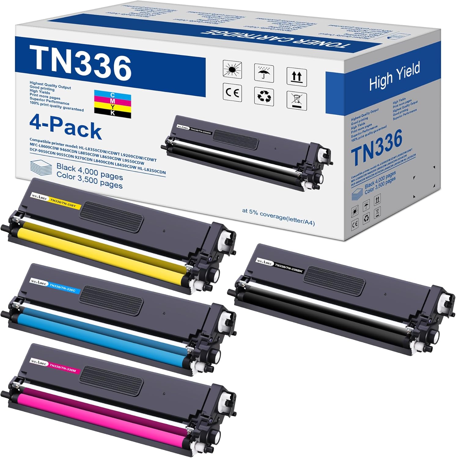 High Yield TN336 Toner Cartridge Compatible for Brother Printers