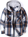 Boys Girls Flannel Plaid Hooded Button-Down Shirt - Cozy Fall Layer
