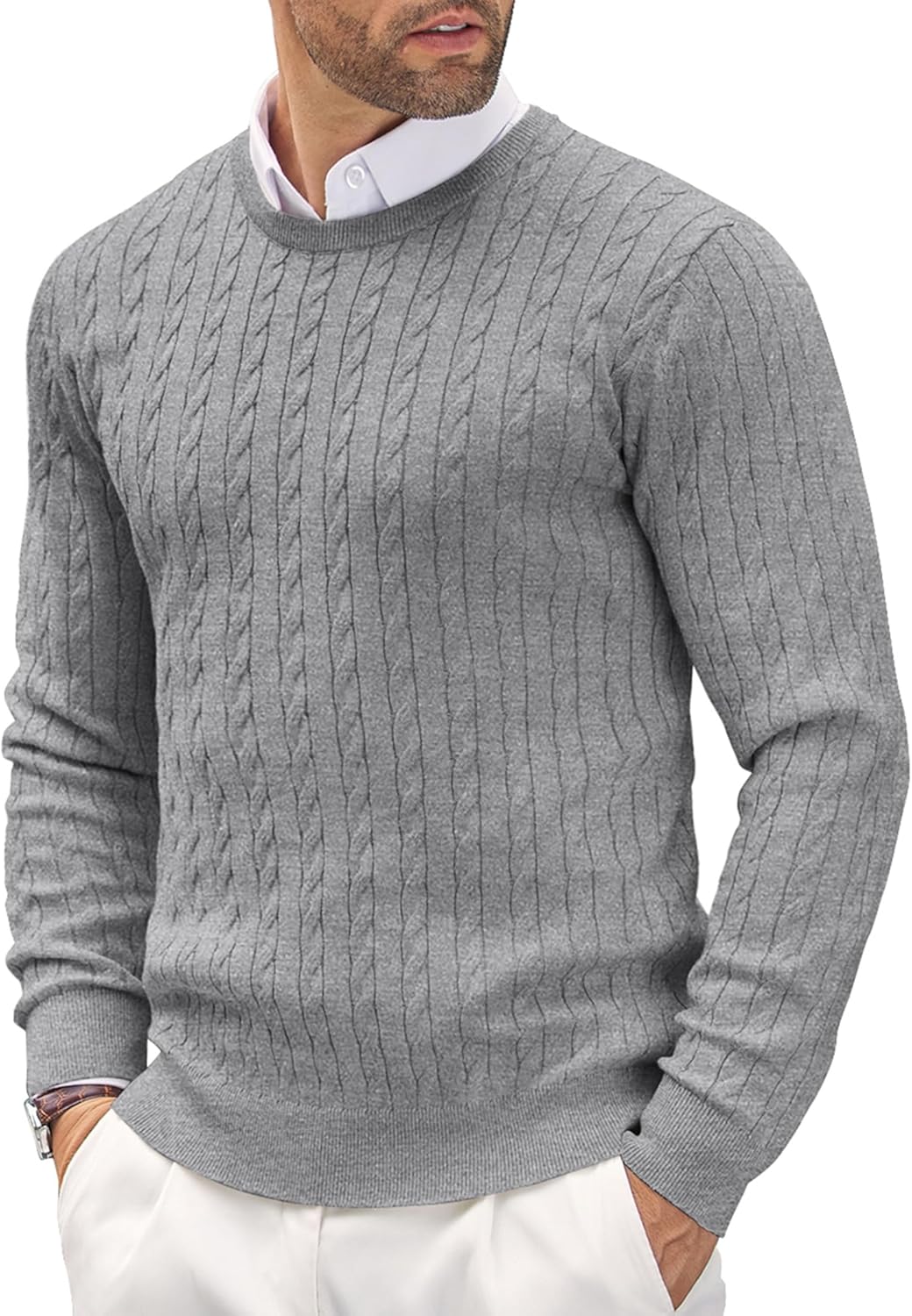 COOFANDY Men's Crewneck Knit Sweater for Stylish Comfort