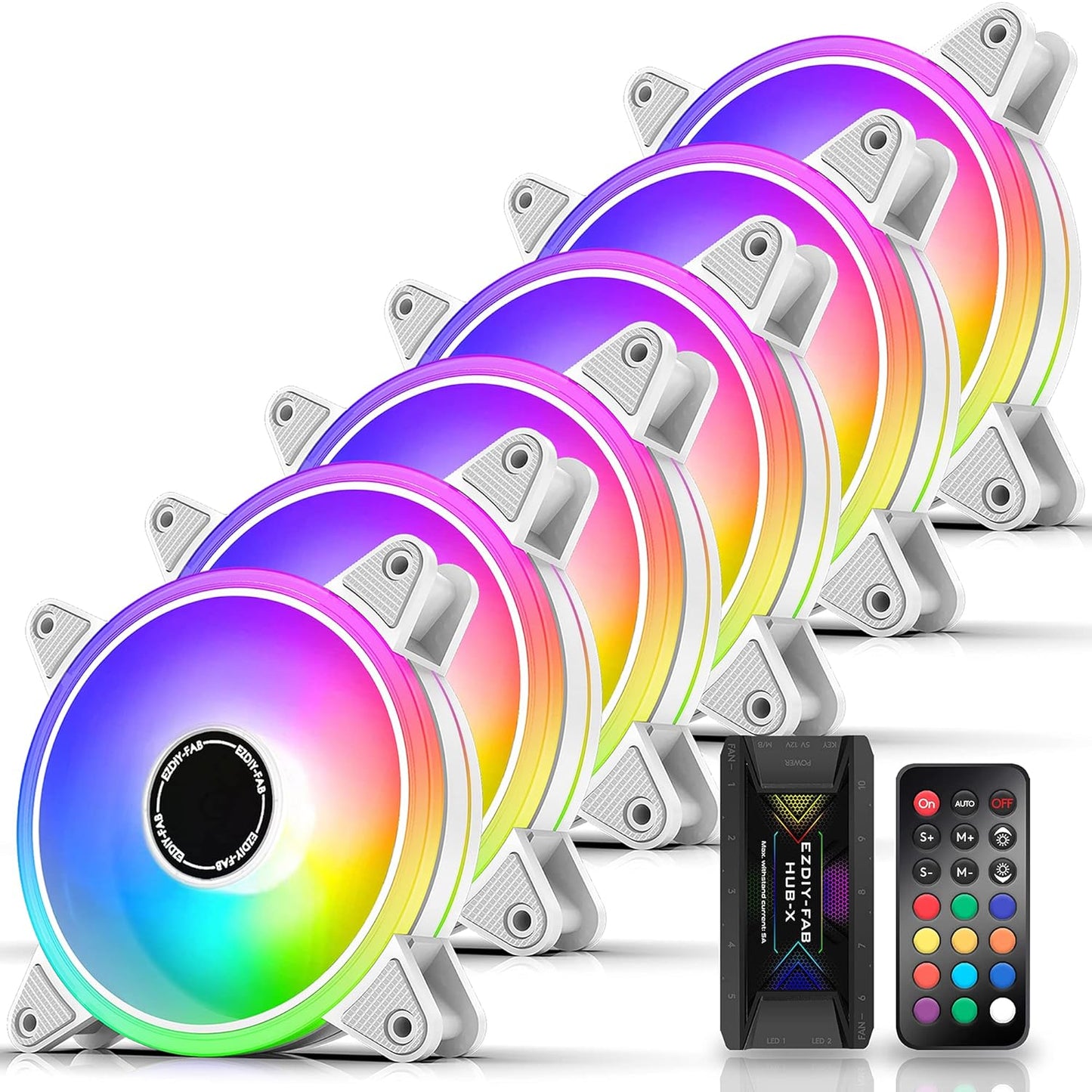 EZDIY-FAB White Moonlight 120mm RGB Case Fan with Remote Control