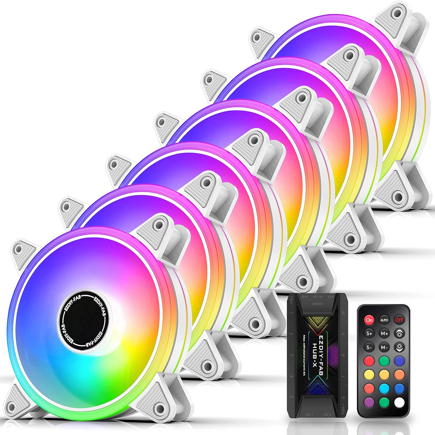 EZDIY-FAB White Moonlight 120mm RGB Case Fan with Remote Control